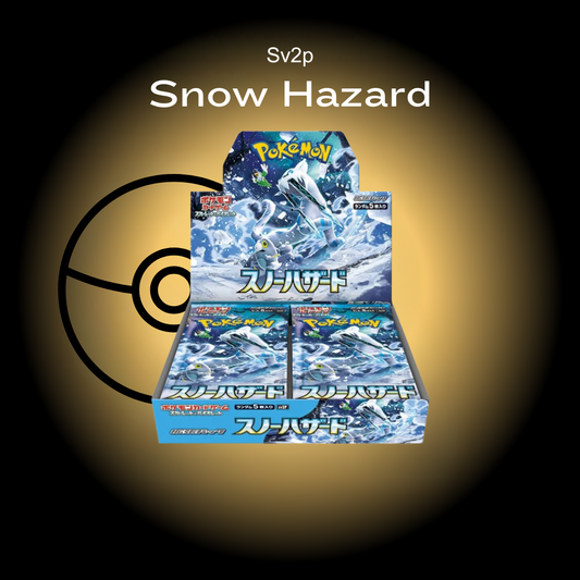 Pokémon trading card game box titled 'Snow Hazard' sv2p with a Pokémon logo in the background.