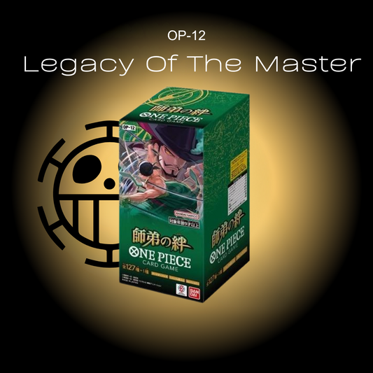 One piece booster box OP-12
The Legacy of the Master
1 box of 24 booster packs 
6 cards per booster pack inside