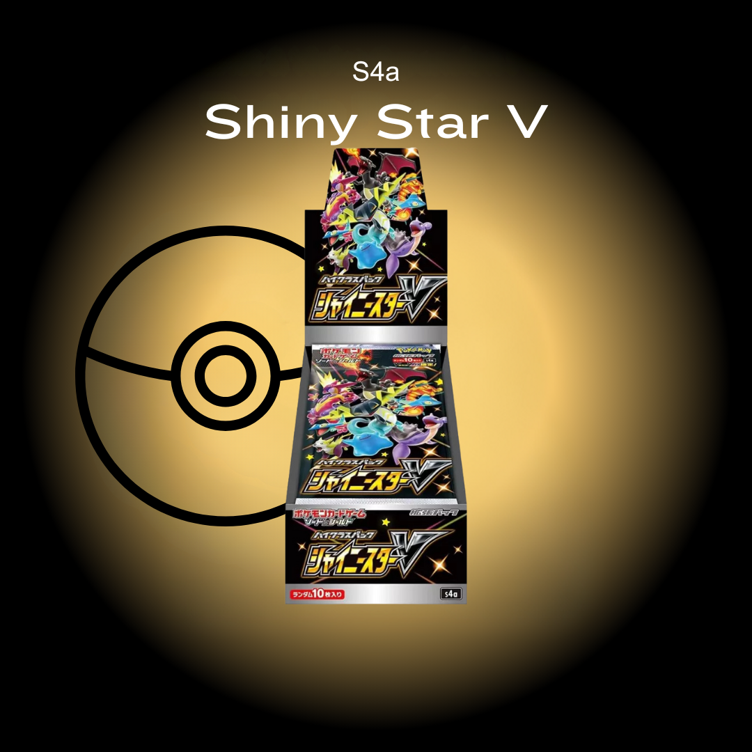 Shiny Star V  s4a trading card game booster box with Poké Ball logo on a dark background