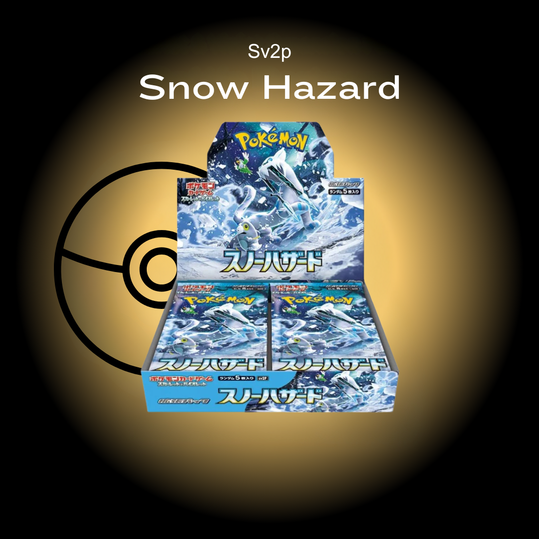 Pokémon trading card game box titled 'Snow Hazard' sv2p with a Pokémon logo in the background.